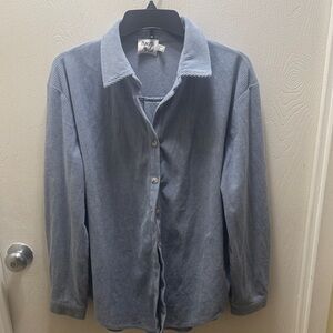 Princess Polly Light Blue Corduroy Button Down Shirt